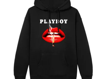 Playboy Red Lips Cover Black Hoodie